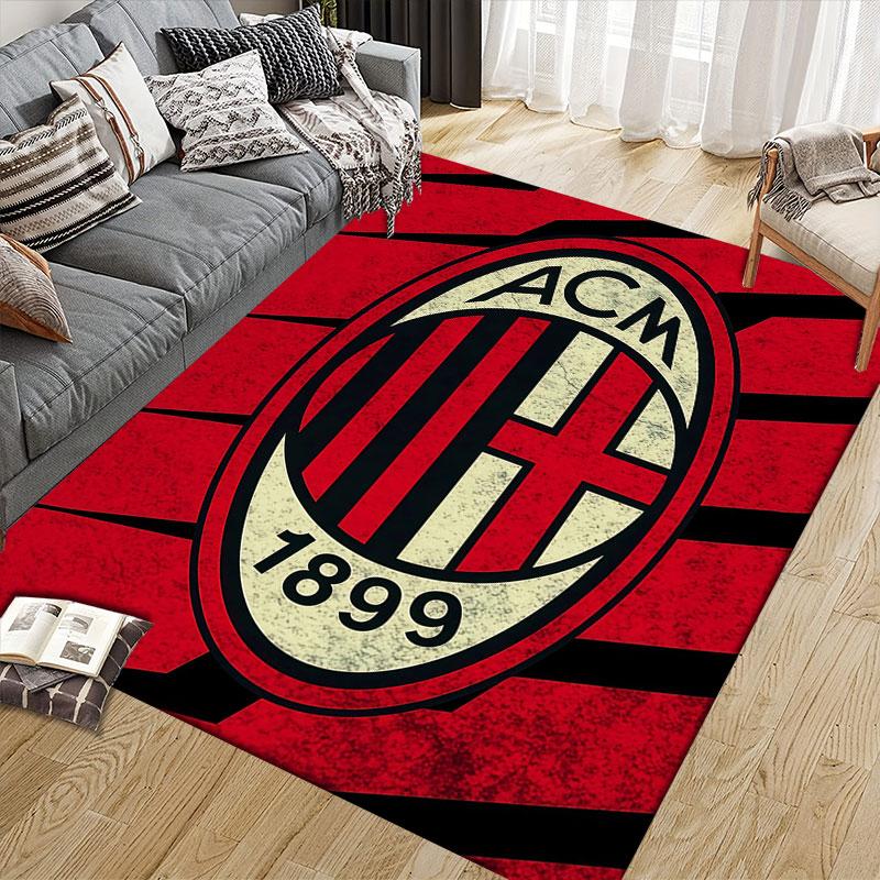Black ACM Flannel Printed Carpet, Home Sofa Decoration for Living Room & Bedroom, Non‑Slip Play Flannel Floor Mat for Game Room
