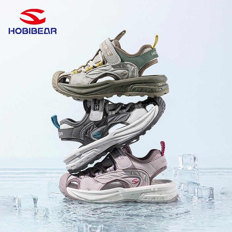 Kids Closed Toe Sport Sandals Anti-Collision Breathable Mesh Beach Shoes Hook And Loop Summer Outdoor Water Shoes For Boys Girls