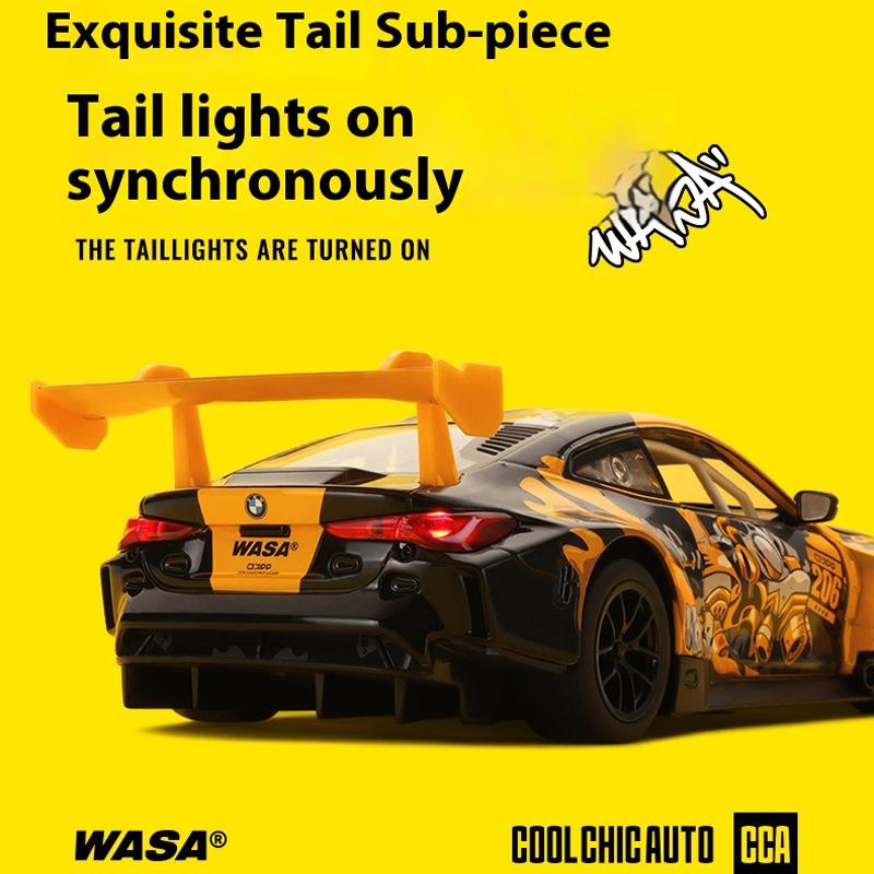 Масштаб 1/24 BMW M4 GT3 Серия WASA Литой металлический автомобиль из сплава Модель автомобиля DIY Дизайн Коллекция Декорация Бутик Модные подарки для мальчиков