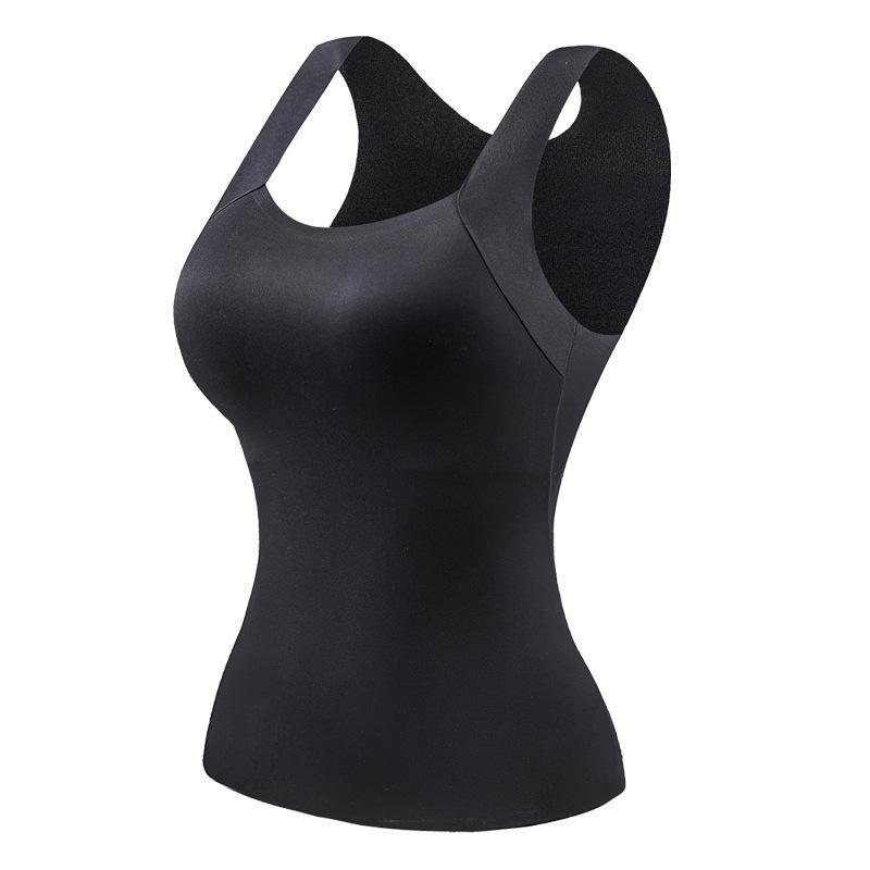 Women's Seamless Moisturizing Nude Skin Base Warm Vest with Fixed Cup for Autumn/Winter