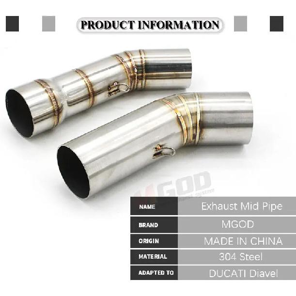 For DUCATI Diavel 60mm 51mm 1200 Motorcycle Exhaust Escape Moto Tube Muffler Connection Elbow Middle Link Pipe Pit Bike