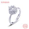 Lindon Classic 925 Sterling Silver Zircon Ring Ladies Jewelry Wedding Promise Party Gift