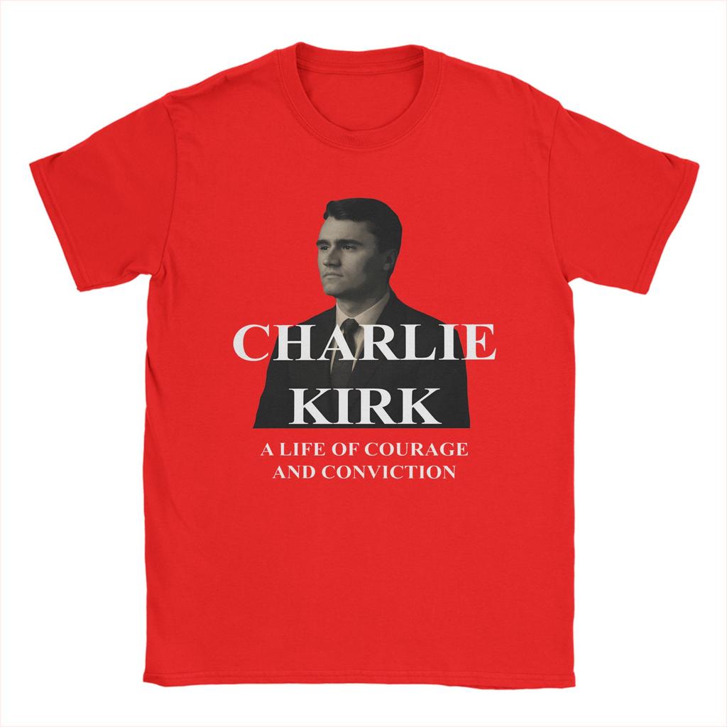Charlie Kirk Tribute 100 Cotton TShirt For Men Summer Funny T Shirts Crewneck Harajuku Tees Oversized Wholesale Clothing