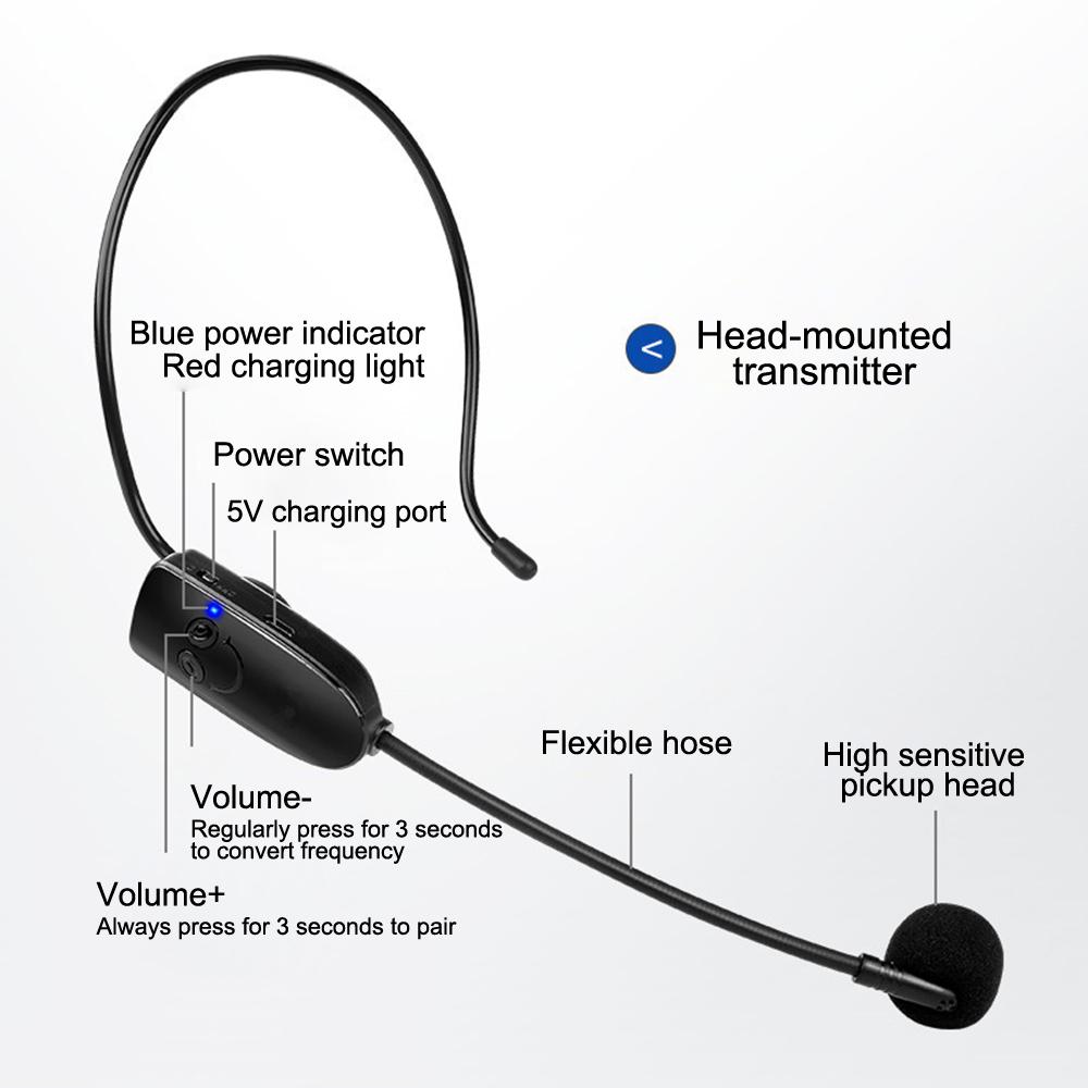 Беспроводная гарнитура с микрофоном и усилителем, усилитель голоса для обучения, сцены и т. д.