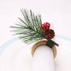 6pcs Artificial Napkin Holder Wooden Napkin Buckle Christmas Pine Needle Napkin Ring  Kitchen