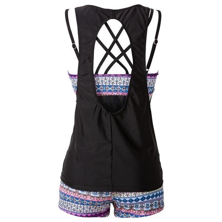 3pcs Women Tankini Sets Sporty Swimsuit with Boy Shorts Bikini Bathing Swimwear