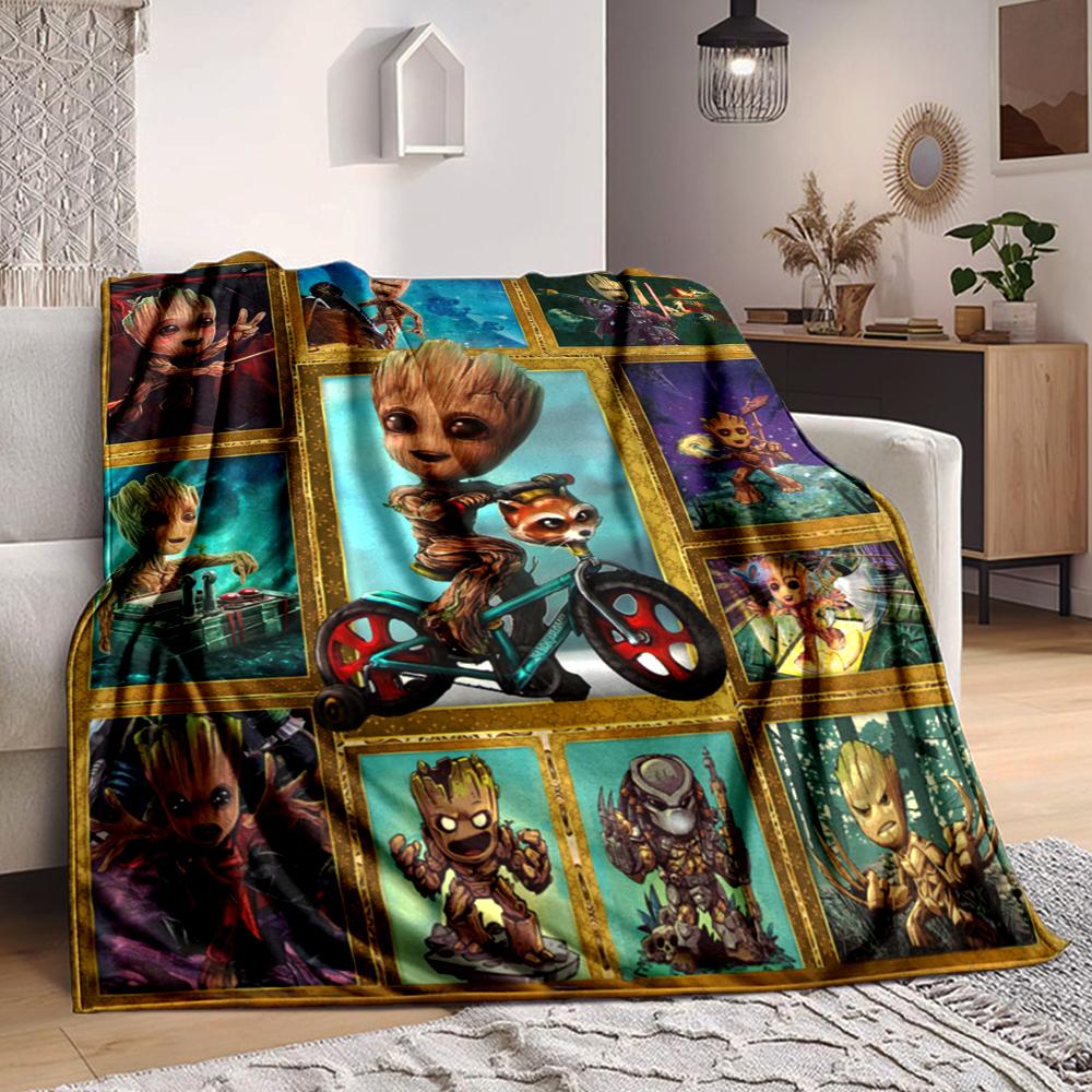 1Pc Groot Friends Adventure Blanket Soft And Comfortable Casual Warm Camping Travel Christmas Halloween Xmas Gift M924198