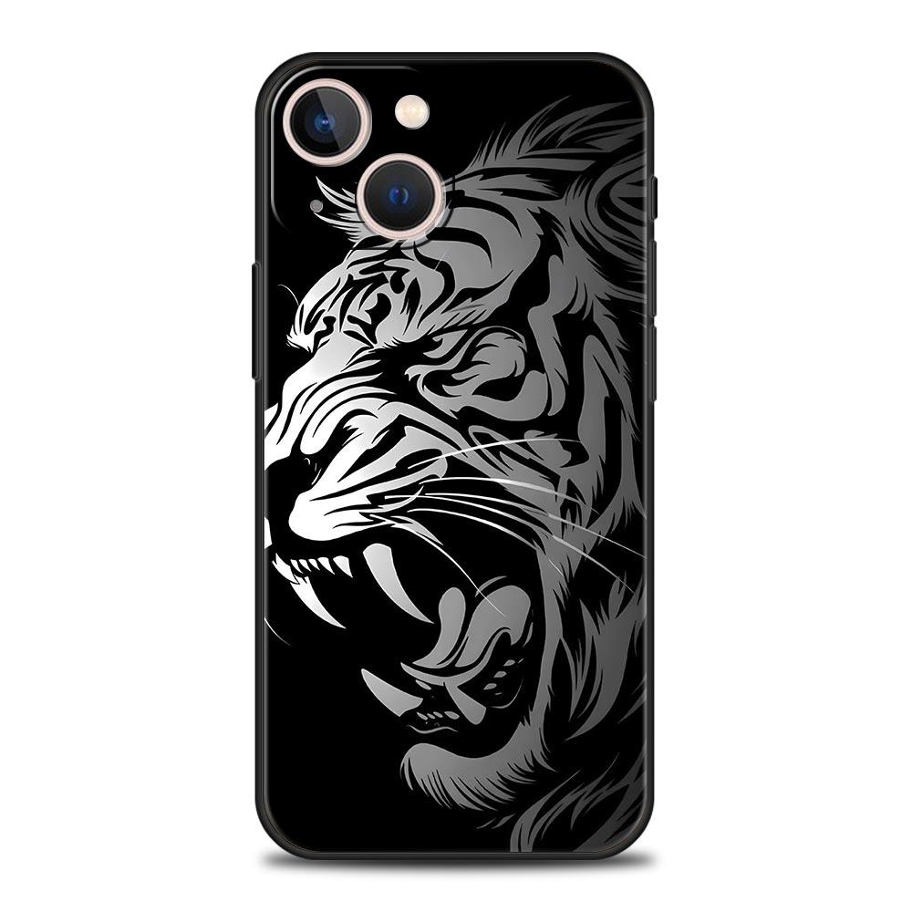 Чехол для телефона iPhone 17 16e 15 14 13 12 11 Pro Max SE 7 8 Plus Оболочка iPhone 16 Мягкий ТПУ Чехол Животное Белый Тигр