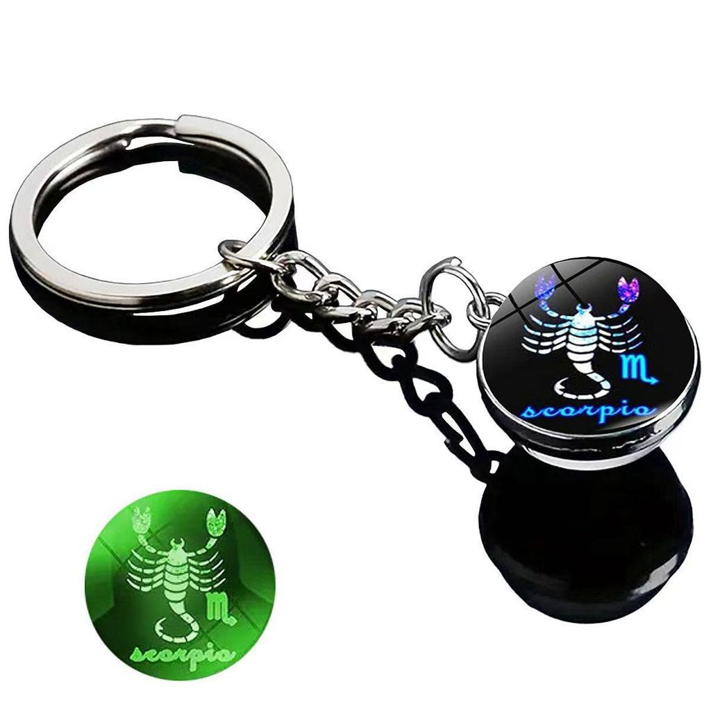 Spherical Luminous Crystal Zodiac Keychain - Virgo & Leo