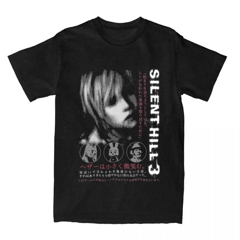 Silent Hill Мужская футболка Футболка ужасы Забавная футболка с коротким рукавом с круглым вырезом Футболка из полиэстера Винтажная Повседневная Большого размера Футболки Мужская