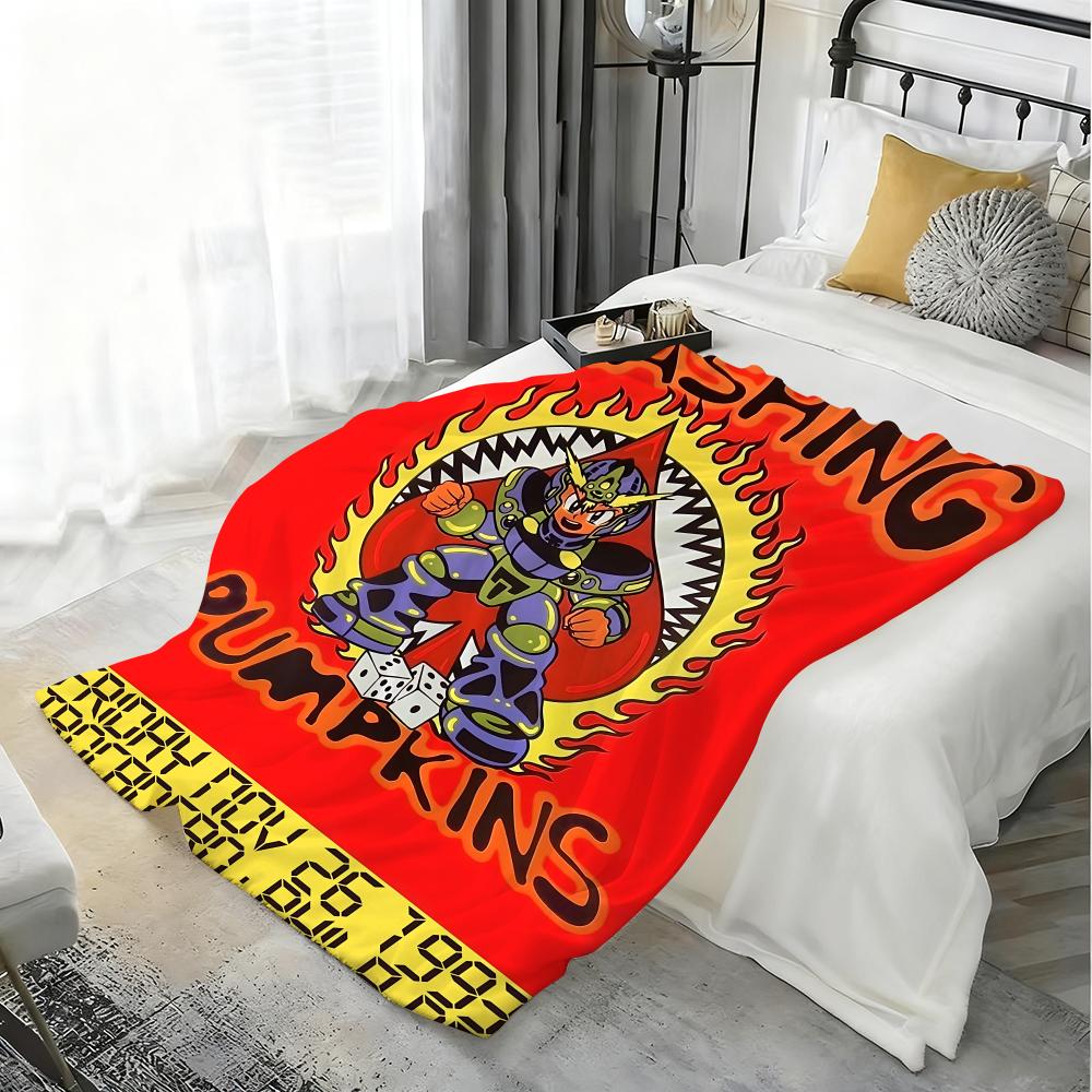 Band T-The Smashing Pumpkins Throw Lightweight 240g Flannel Blanket Soft Skin-friendly for Summer Cooling