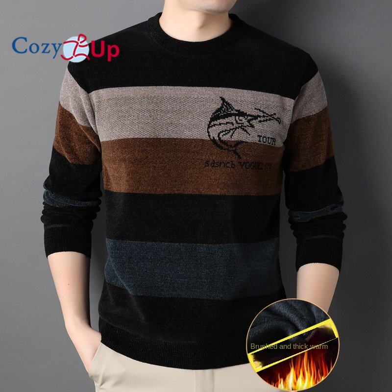 Cozy Up Модные полосатые пуловеры, вязаный свитер, мужская одежда, толстые зимние теплые свитера, мужская одежда, рождественские кофты