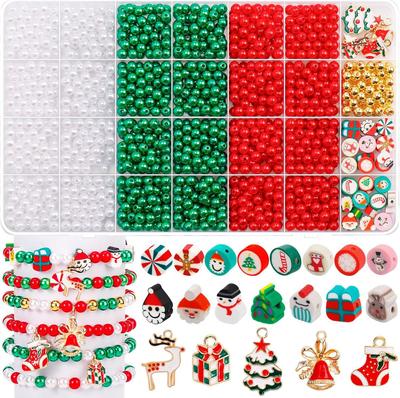 Christmas DIY Jewelry Making Kit for Kids - Clay Beads, Glass Pearls, Letter Beads - Handmade Necklace Bracelet Craft Toy Gift