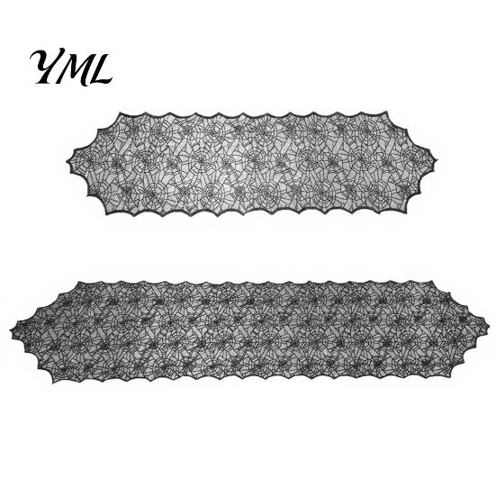 Decorative Table Accessories Spider Web Runner, Black Lace Gothic Tablecloth Cobweb Runner for Halloween Dining Decoration