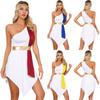 Womens Ancient Roman Toga Costume Greek Outfits Set Halloween Role Play Dress Up