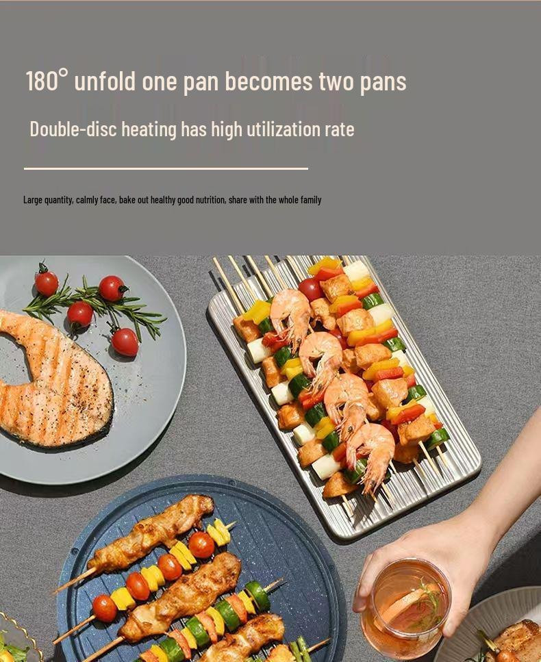 Двусторонняя электрическая сковорода-гриль и блинница с антипригарным покрытием для жарки и гриля