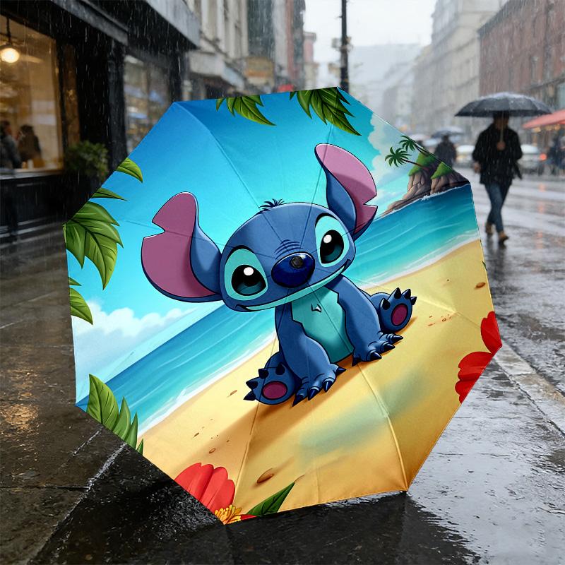 Lilo Stitch 8 Ribs 3Fold Black Glue Uv Protection Umbrella Sun Protection Rainproof Compact Folding Umbrella For Travel Daily Use C924921