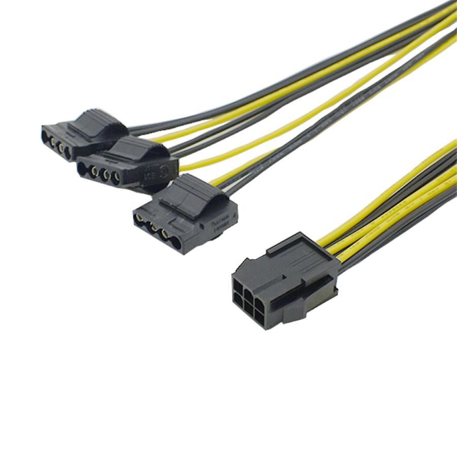 2x PCIe 6Pin (мама) на 3 Molex IDE 4Pin Кабель-разветвитель питания для видеокарты