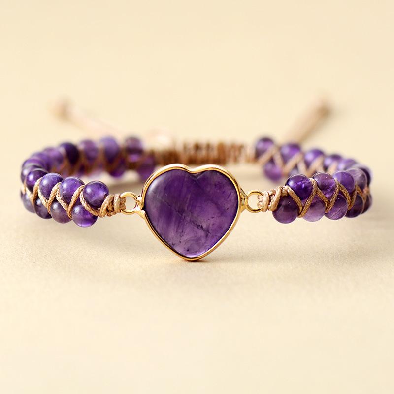 Europe and the United States hot-selling emperor amethyst love double-layer hand-woven bracelet adjustable bracelet