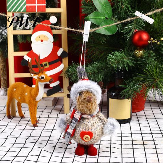 Handmade Christmas Ornaments Plush Doll Hanging Ornament Mini Colorful Cloth Santa Claus Snowman Deer Festive Atmosphere Decorations Foam Plushies