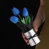 Портативный Реалистичный Искусственный Букет Тюльпанов ПУ Симуляция Цветка Тюльпана с Ведром Букет Тюльпанов Ведро Обеденный Стол