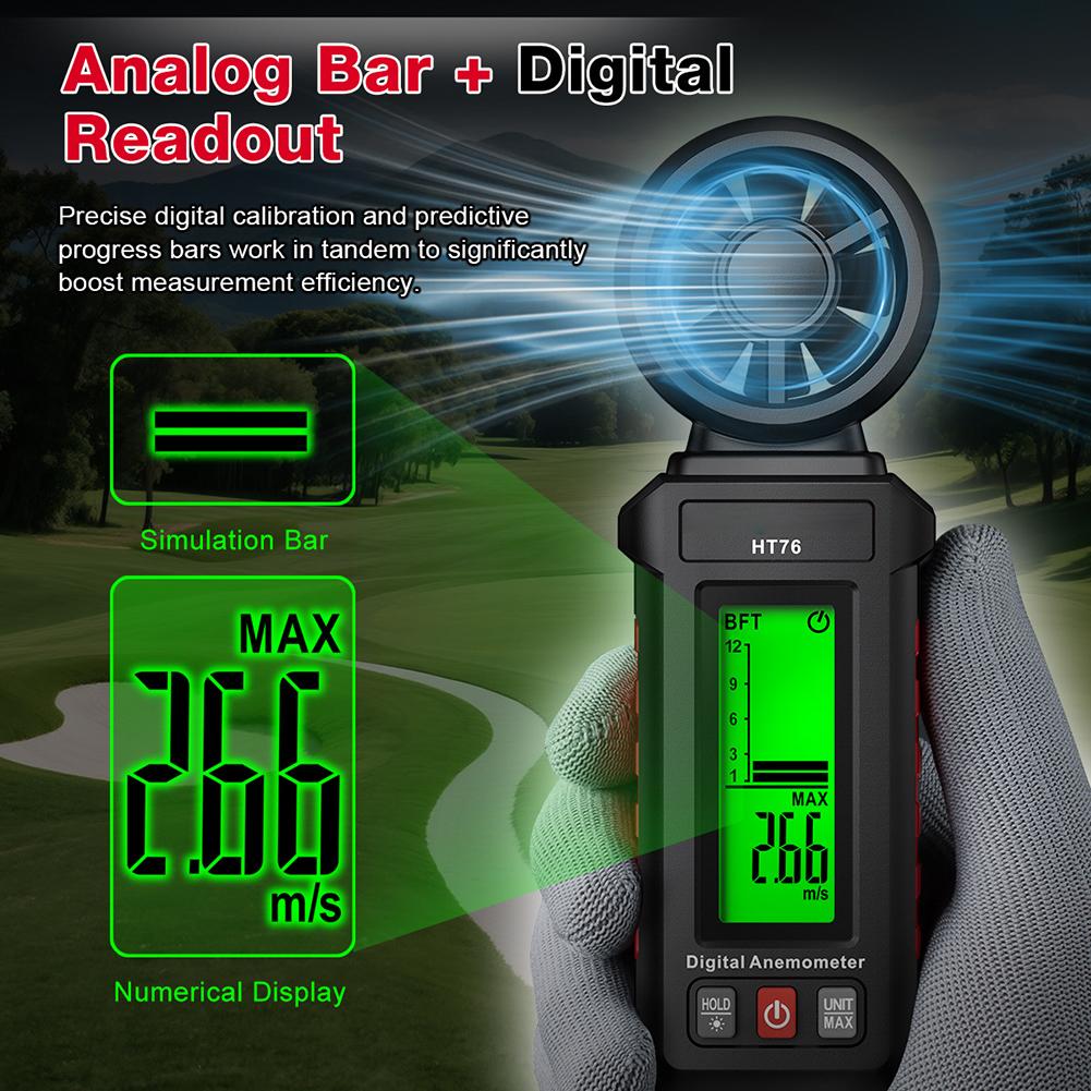 HT76 Anemometer Handheld Wind-Speed Meter With Backlight 0.7~30 M/S For Outdoor Sailing Flying Weather Measurement Gauge