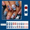 Independence Day Themed Press On Nail 24 Pieces Medium Square False Nail With Patriotic Flower Design For Celebrations