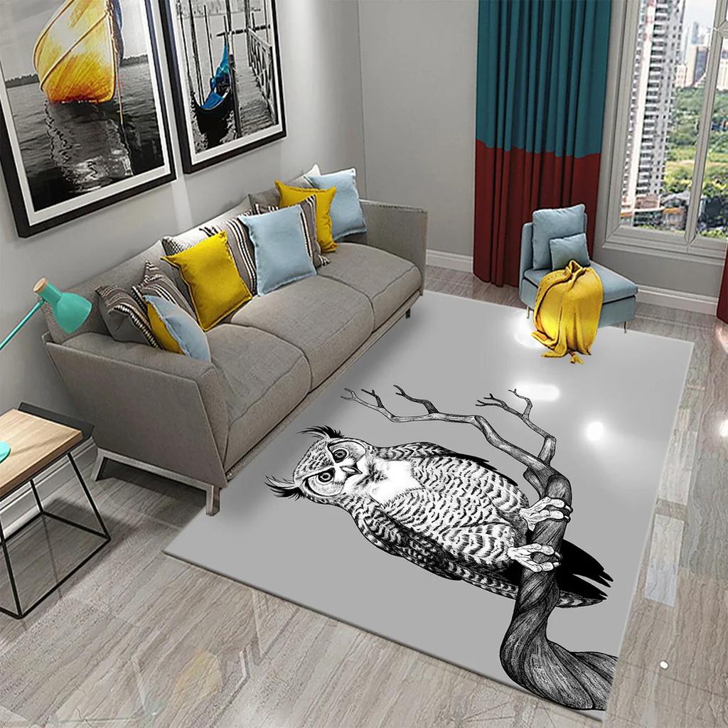 Прекрасный ковер с мультяшной совой для декора спальни, гостиной, коврик для пола, ковер для прихожей, милые коврики с животными, кухонный коврик, ванный коврик с противоскользящим покрытием