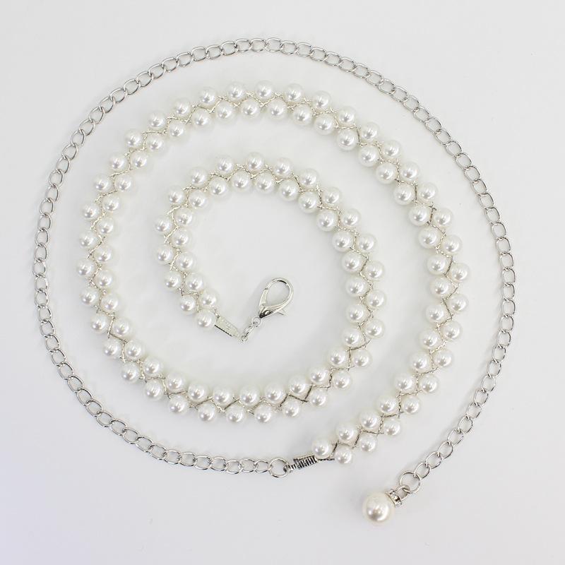 Регулировка крючком Жемчужная поясная цепочка Женская декоративная поясная цепочка для платья Маленький ароматный ветер Тонкий ремень Сладкая цепочка 2 цвета на выбор