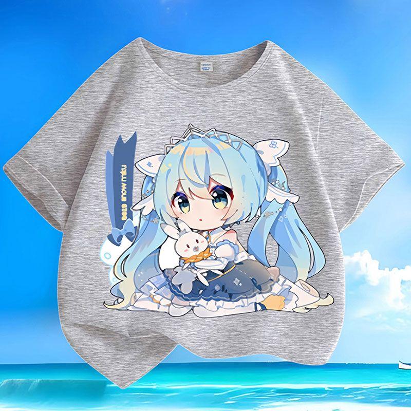 Милые топы Hatsune Miku для детей, свободные топы для мальчиков и девочек лето