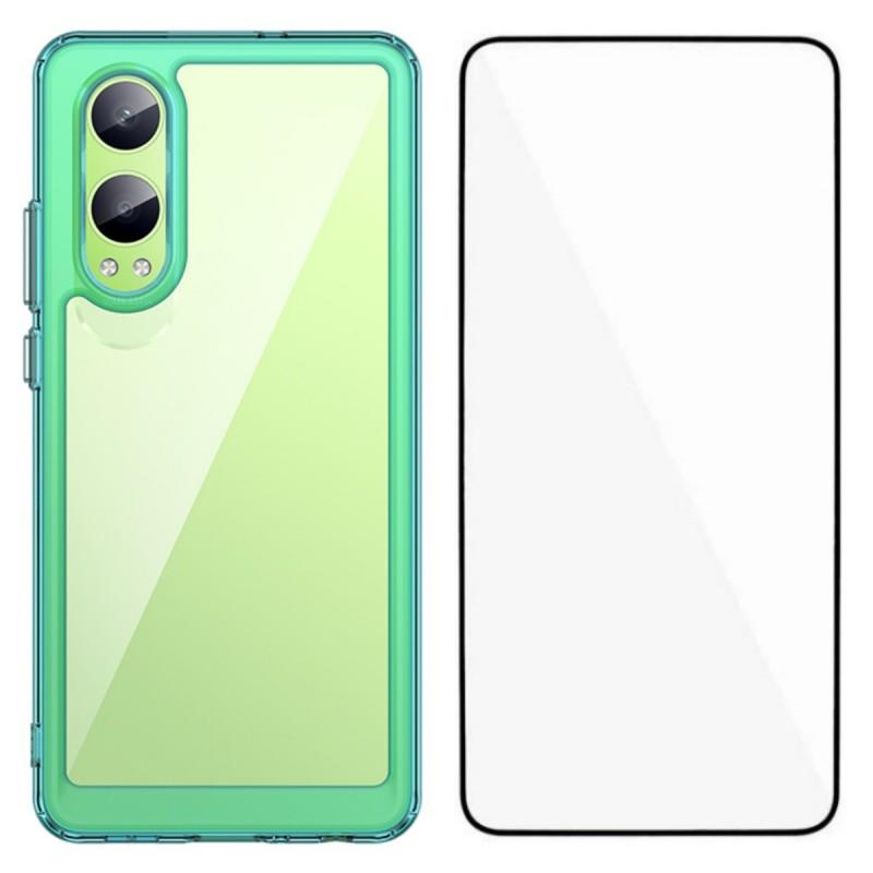 For OnePlus Nord CE4 Lite 5G Phone Case WANLONFENG XC Series TPU Acrylic Cover with Tempered Glass (Big Lens Hole)