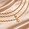 Chic Wave Twists Chain Necklace for Women Flower Zircon Pendant Stainless Steel Collar Choker Fashion Exquisite Jewelry Gift
