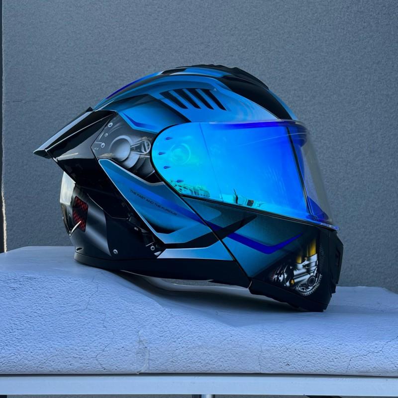 Flip-Up Motorcycle Helmet With Dual Visors ABS Full Face Men Women Scooter Riders