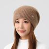 Autumn and Winter Polyester Wrapped Head Cap Knitted Hat Women's Warm Hat Wool Handmade Jacquard Hat