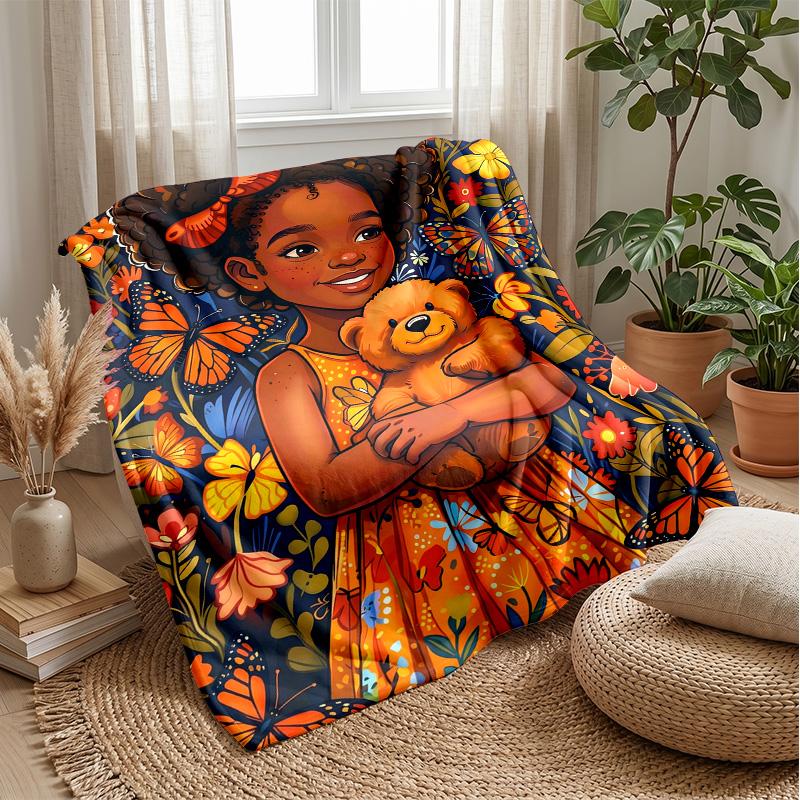 Butterfly Fantasy World blanket Personalized Name Flannel Blanket Soft Cozy Plush Throw for Sofa Bed Lightweight Home Decor
