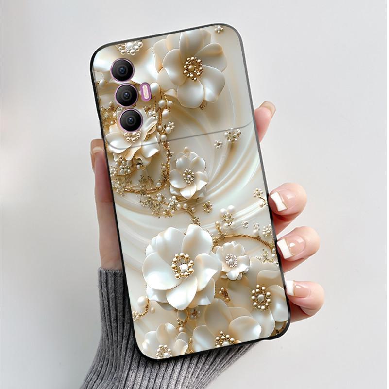 Печатный чехол для телефона Tecno Spark 8 Pro Funda Capa Мягкий силиконовый черный корпус Чехол Милый цветочный мультяшный корпус Coque