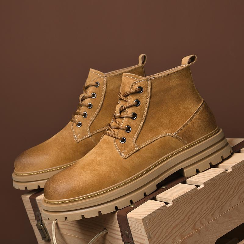 British Style Men's Leather Boots Thick Bottomed Work Clothes Boots Handsome Motorcycle Boots Men's Casual Boots Ankle Boots