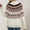 Женский вязаный ретро пуловер свитер с круглым вырезом свободного кроя