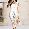 Women Plus Size Sleeveless Vest Midi Dress Featuring Metal Ring Detail At Left Neckline