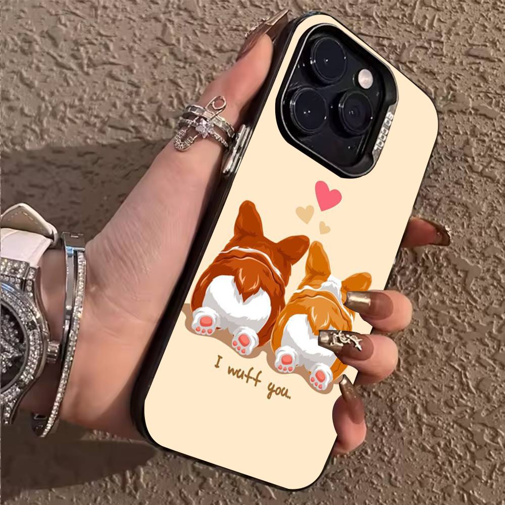 Милый чехол для телефона с корги для iPhone 17,16,15,14,13,12,11,Pro,Max,Plus Мягкий черный чехол