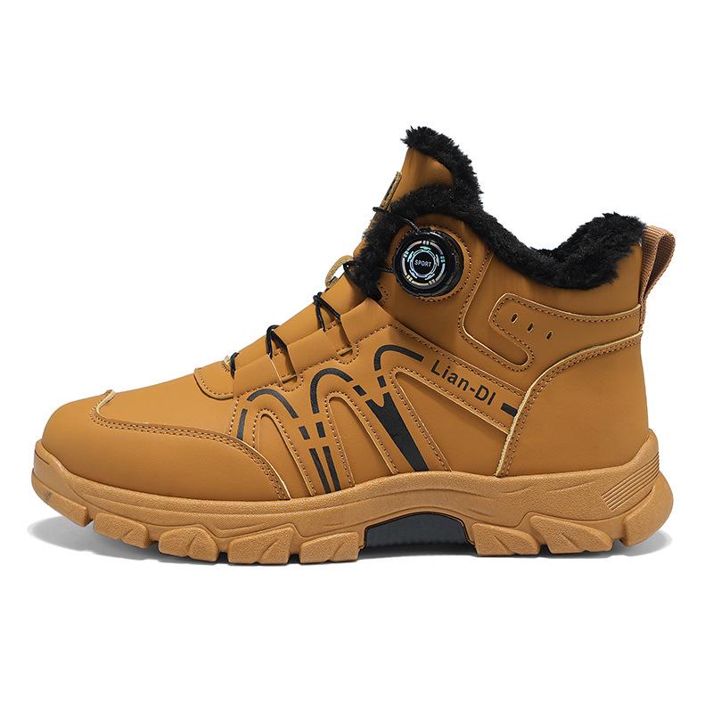 2025 Зимние мужские высокие утепленные хлопковые ботинки с поворотной пряжкой - ботинки Мартин в британском стиле