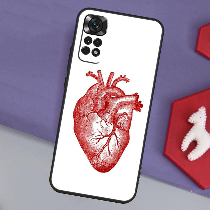 Винтажный Чехол для Телефона с Анатомическим Сердцем и Мозгом для Xiaomi Redmi Note 12 12S 11 11S 10 10S 9 9S 8 Pro Redmi 12 9C 10C 12C