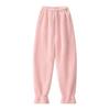 Winter Pajama Pants Thick Plush Elastic Waist Loose Keep Warm Leg-Binding Design Unisex Homewear