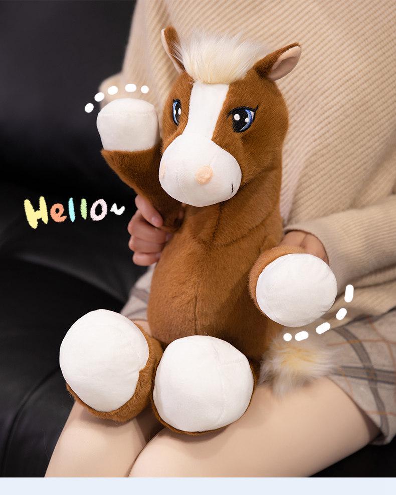 Год Лошади Плюшевая игрушка с большими глазами - Сидящая кукла-лошадь и талисман