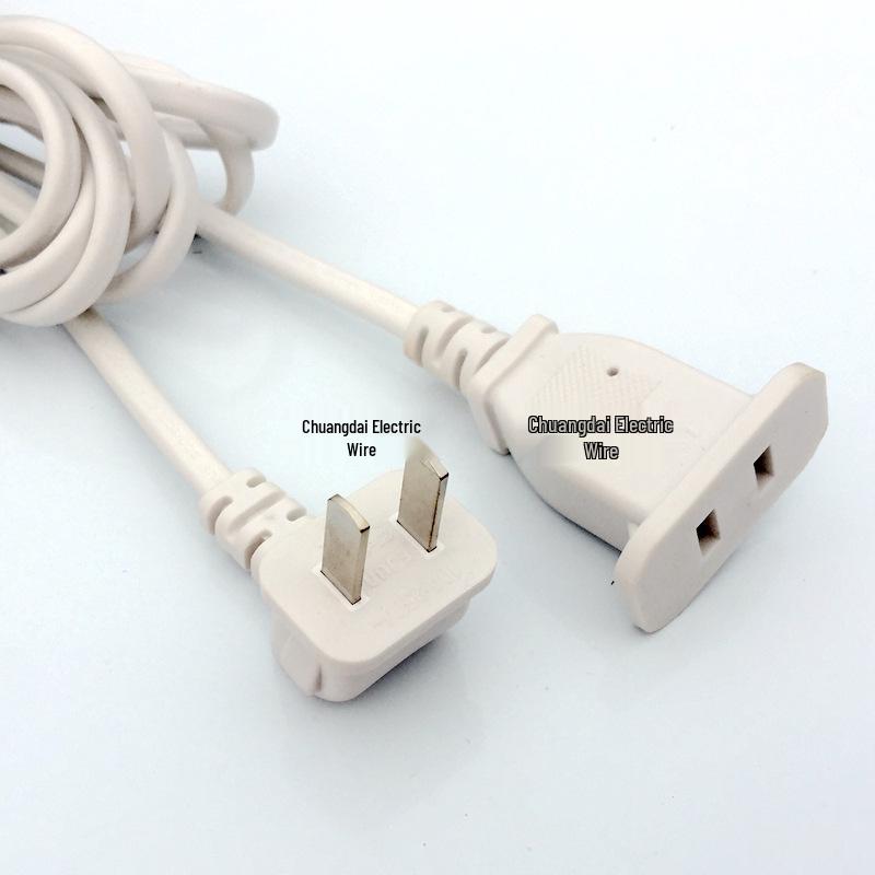 Chinese Standard 2-Pin Extension Cord with 90° Elbow & Female Connector, 2-Core 0.75/1.0 Power Plug