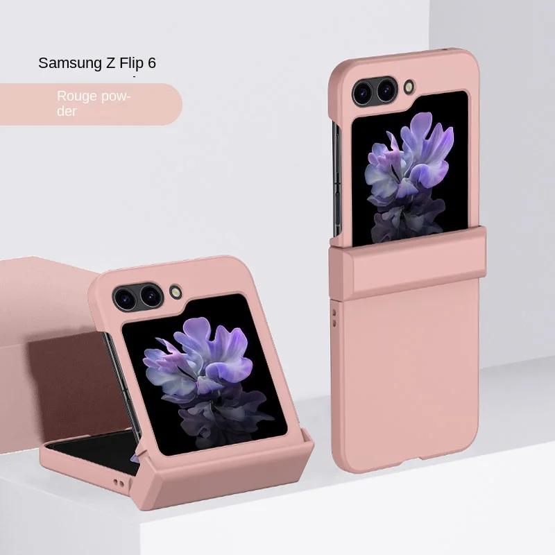 Чехол-ракушка с покрытием под кожу для Samsung Galaxy Z Flip 7 6 5 4 3 Flip6 Flip5 Flip4 Flip7 Защита шарнира Ударопрочный чехол