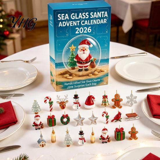 Christmas Ornament Making Kit Advent Calendar 2026, 24 Days 2D Acrylic Tree Bear Elk Unboxing Surprise Set Snowman Ornaments Countdown for Holiday