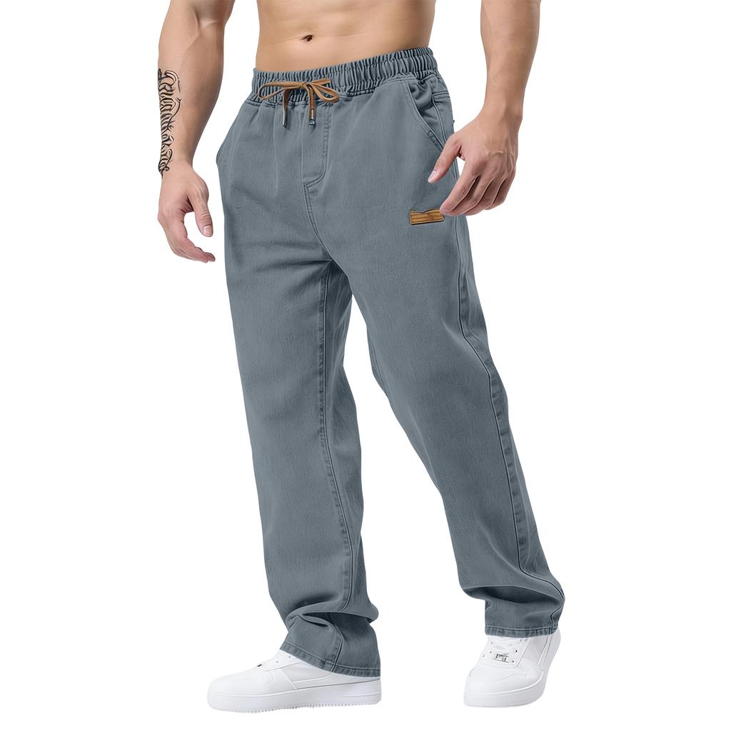 Классические мужские джинсы прямого кроя slim fit с эластичным поясом для пожилых мужчин