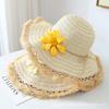 New Flower Straw Bucket Hat Summer Women Big Brim Seaside Sun Hat Sun Protection Holiday Beach Sun Hat