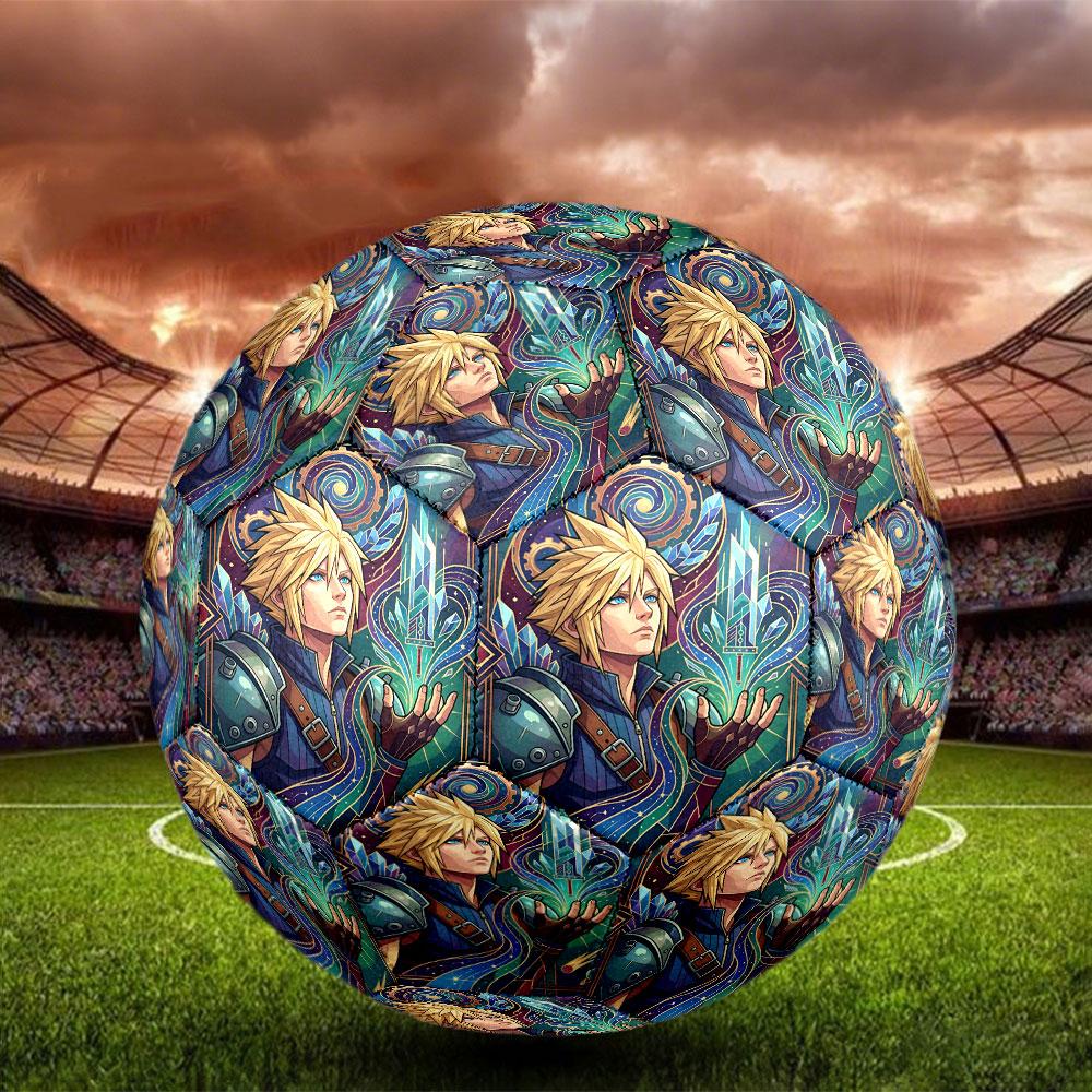 Final Fantasy Print Size 5 Soccer Ball, Standard Match Football for Sports Game and Team Practice, Ideal Gift for Soccer Fans